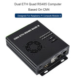 Waveshare Dual ETH Mini-Computer for Raspberry Pi CM4, Gigabit Ethernet, 4CH Isolated RS485