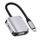 HW-6002 2 In 1 Type-C / USB-C to HDMI + VGA Adapter Converter, HW-6002