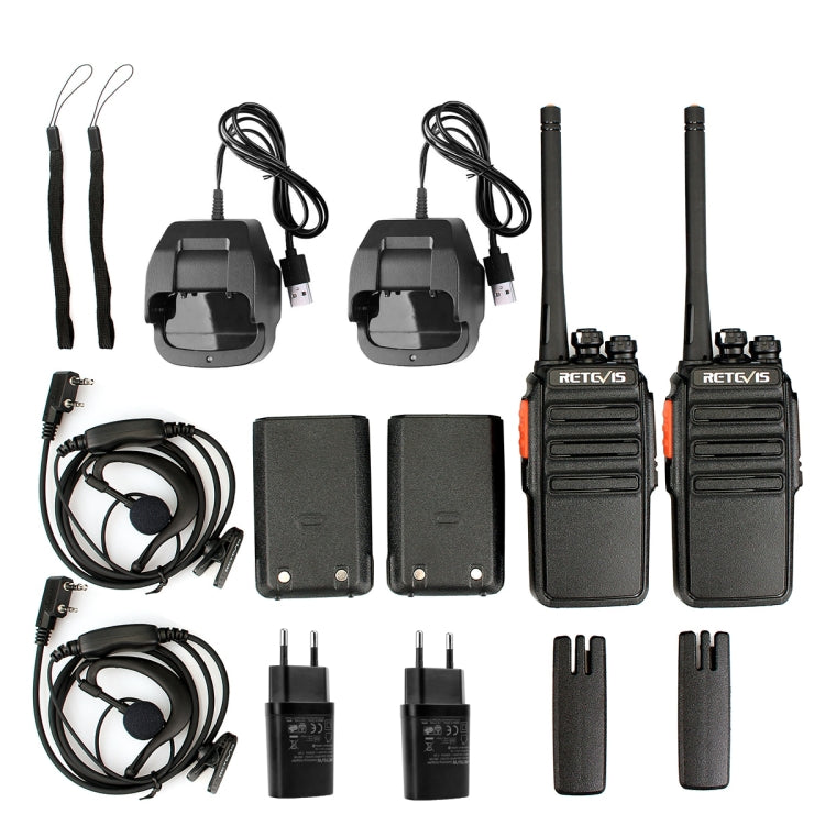 1 Pair RETEVIS RT24 EU Frequency PMR 446/400-470MHz 16CHS Two Way Radio Handheld Walkie Talkie, EU Plug, RT24