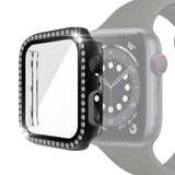 Electroplating PC Single Row Diamond Protective Case with Tempered Glass Film For Apple Watch Series, For Apple Watch Series 6 / 5 / 4 / Watch SE 40mm, For Apple Watch Series 6 / 5 / 4 / Watch SE 44mm