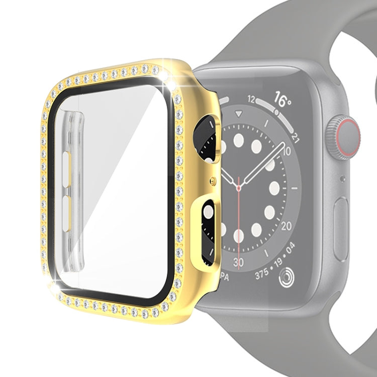 Electroplating PC Single Row Diamond Protective Case with Tempered Glass Film For Apple Watch Series, For Apple Watch Series 6 / 5 / 4 / Watch SE 40mm, For Apple Watch Series 6 / 5 / 4 / Watch SE 44mm