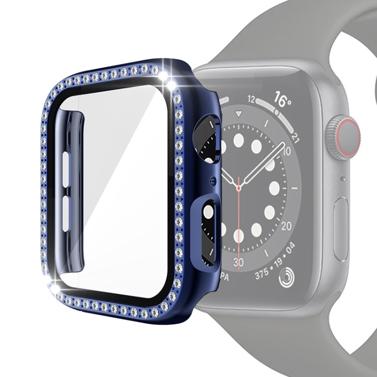 Electroplating PC Single Row Diamond Protective Case with Tempered Glass Film For Apple Watch Series, For Apple Watch Series 6 / 5 / 4 / Watch SE 40mm, For Apple Watch Series 6 / 5 / 4 / Watch SE 44mm