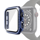 Electroplating PC Single Row Diamond Protective Case with Tempered Glass Film For Apple Watch Series, For Apple Watch Series 6 / 5 / 4 / Watch SE 40mm, For Apple Watch Series 6 / 5 / 4 / Watch SE 44mm