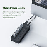 ORICO CT2U3-7AB-WH 7 In 1 Plastic Stripes Multi-Port USB HUB with Individual Switches,, CT2U3-7AB-BK UK Plug, CT2U3-7AB-WH UK Plug, CT2U3-7AB-BK EU Plug, CT2U3-7AB-WH EU Plug, CT2U3-7AB-BK AU Plug, CT2U3-7AB-WH AU Plug