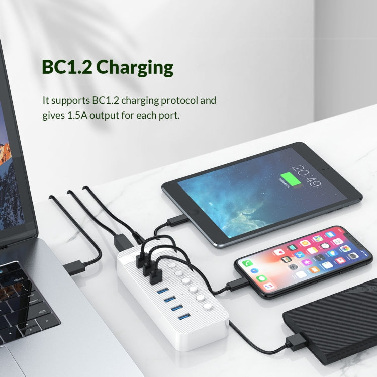 ORICO CT2U3-10AB-WH 10 In 1 Plastic Stripes Multi-Port USB HUB with Individual Switches,, CT2U3-10AB-BK AU Plug, CT2U3-10AB-WH AU Plug, CT2U3-10AB-BK UK Plug, CT2U3-10AB-WH UK Plug, CT2U3-10AB-BK EU Plug, CT2U3-10AB-WH EU Plug