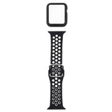 Silicone Replacement Strap Watchband + Protective Case with Screen Protector Set For Apple Watch Series, 3 & 2 & 1 38mm, For Apple Watch Series 6 / 5 / 4 / Watch SE 40mm