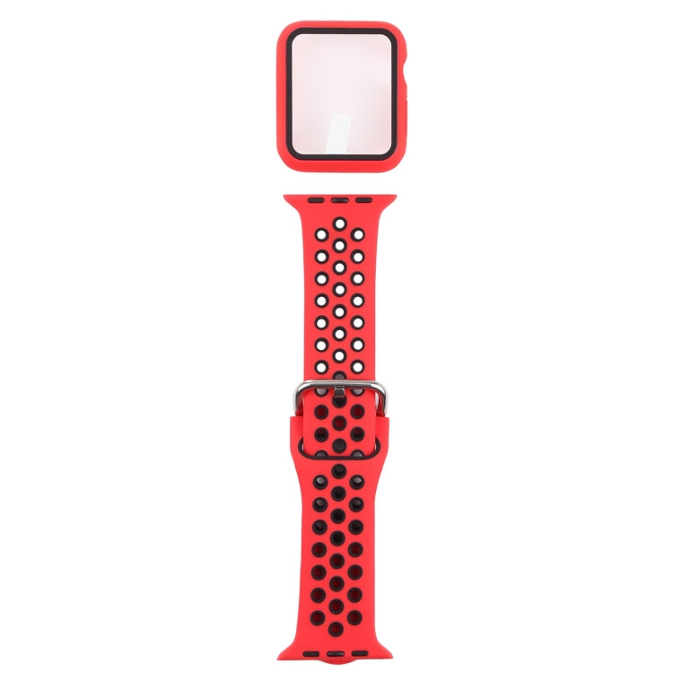 Silicone Replacement Strap Watchband + Protective Case with Screen Protector Set For Apple Watch Series, 3 & 2 & 1 38mm, For Apple Watch Series 6 / 5 / 4 / Watch SE 40mm