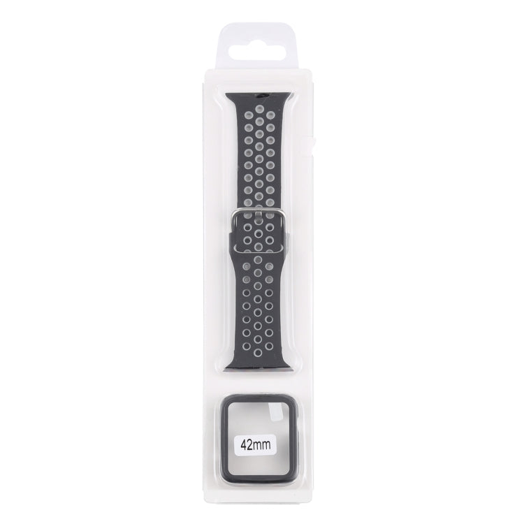 Silicone Replacement Strap Watchband + Protective Case with Screen Protector Set For Apple Watch Series, 3 & 2 & 1 42mm, For Apple Watch Series 6 / 5 / 4 / Watch SE 44mm