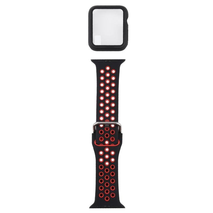 Silicone Replacement Strap Watchband + Protective Case with Screen Protector Set For Apple Watch Series, 3 & 2 & 1 42mm, For Apple Watch Series 6 / 5 / 4 / Watch SE 44mm