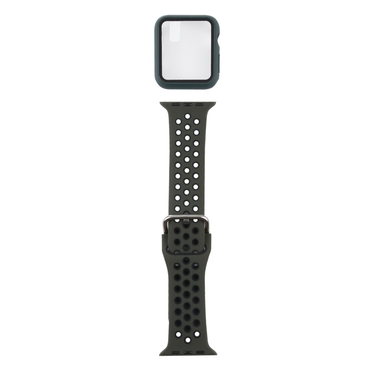 Silicone Replacement Strap Watchband + Protective Case with Screen Protector Set For Apple Watch Series, 3 & 2 & 1 42mm, For Apple Watch Series 6 / 5 / 4 / Watch SE 44mm