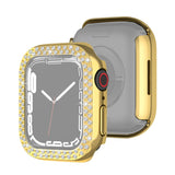 Electroplating PC Double Rows Diamond Protective Case For Apple Watch Series, For Apple Watch Series 9 / 8 / 7 41mm, For Apple Watch Series 9 / 8 / 7 45mm