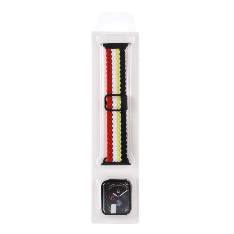 Adjustable Striped Woven Nylon Watchband + Watch Case Set For Apple Watch Series, 7 41mm/6&SE&5&4 40mm/3&2&1 38mm, 7 45mm/6&SE&5&4 44mm/3&2&1 42mm