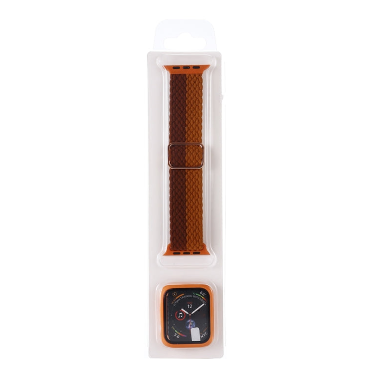 Adjustable Striped Woven Nylon Watchband + Watch Case Set For Apple Watch Series, 7 41mm/6&SE&5&4 40mm/3&2&1 38mm, 7 45mm/6&SE&5&4 44mm/3&2&1 42mm