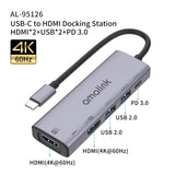amalink 95126 Type-C / USB-C to Dual HDMI + 2 Ports USB + PD 3.0 Multi-function HUB, 95126