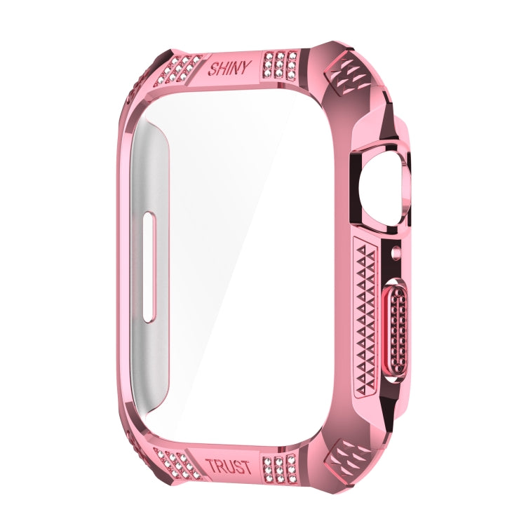 Rhombus Belt Drill + Tempered Film Integrated Case, For Apple Watch Series 9 / 8 / 7 41mm, For Apple Watch Series 9 / 8 / 7 45mm