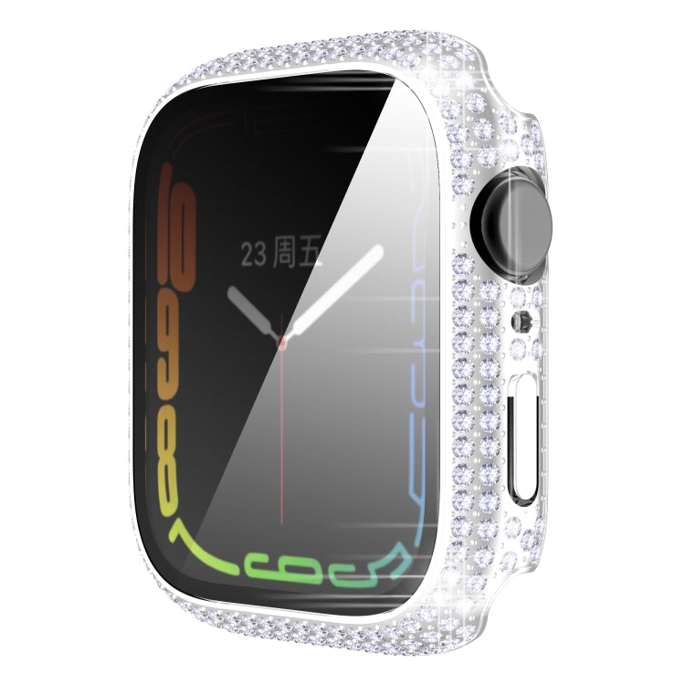 Diamond PC + Tempered Glass Watch Case For Apple Watch Series, 7 41mm, 7 45mm