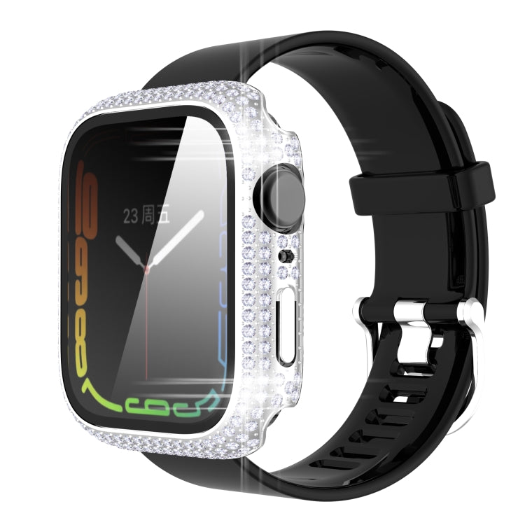 Diamond PC + Tempered Glass Watch Case For Apple Watch Series, 7 41mm, 7 45mm