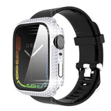 Diamond PC + Tempered Glass Watch Case For Apple Watch Series, 7 41mm, 7 45mm