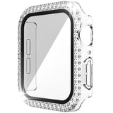 Double-Row Diamond PC+Tempered Glass Watch Case For Apple Watch Series, 6&SE&5&4 40mm, 6&SE&5&4 44mm, 6&SE&5&4 40mm / 3&2&1 38mm