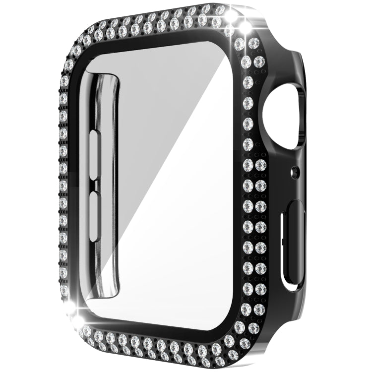 Double-Row Diamond PC+Tempered Glass Watch Case For Apple Watch Series, 6&SE&5&4 40mm, 6&SE&5&4 44mm, 6&SE&5&4 40mm / 3&2&1 38mm