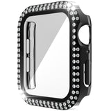 Double-Row Diamond PC+Tempered Glass Watch Case For Apple Watch Series, 6&SE&5&4 40mm, 6&SE&5&4 44mm, 6&SE&5&4 40mm / 3&2&1 38mm