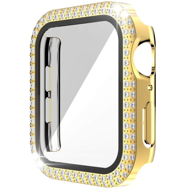 Double-Row Diamond PC+Tempered Glass Watch Case For Apple Watch Series, 6&SE&5&4 40mm, 6&SE&5&4 44mm, 6&SE&5&4 40mm / 3&2&1 38mm