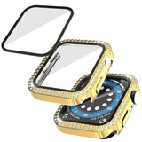 Double-Row Diamond PC+Tempered Glass Watch Case For Apple Watch Series, 3&2&1 38mm, 3&2&1 42mm