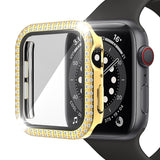 Double-Row Diamond PC+Tempered Glass Watch Case For Apple Watch Series, 3&2&1 38mm, 3&2&1 42mm