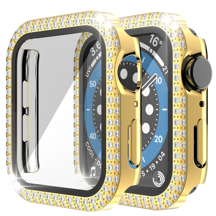 Double-Row Diamond PC+Tempered Glass Watch Case For Apple Watch Series, 3&2&1 38mm, 3&2&1 42mm