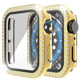 Double-Row Diamond PC+Tempered Glass Watch Case For Apple Watch Series, 3&2&1 38mm, 3&2&1 42mm