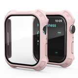 2 in 1 Frosted PC Frame + Screen Tempered Glass Film Protective Case, For Apple Watch Series 9 / 8 / 7 45mm, For Apple Watch Series 9 / 8 / 7 41mm