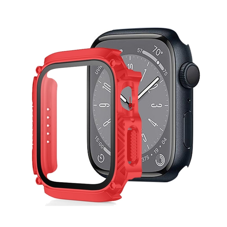 Screen Tempered Glass Film Armor Waterproof Watch Case, For Apple Watch Series 9 / 8 / 7 45mm, For Apple Watch Series 9 / 8 / 7 41mm