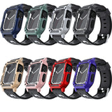 Military Silicone Watch Band + Watch Case Set, For Apple Watch Series 9/8/7 45mm, For Apple Watch Series 9/8/7 41mm