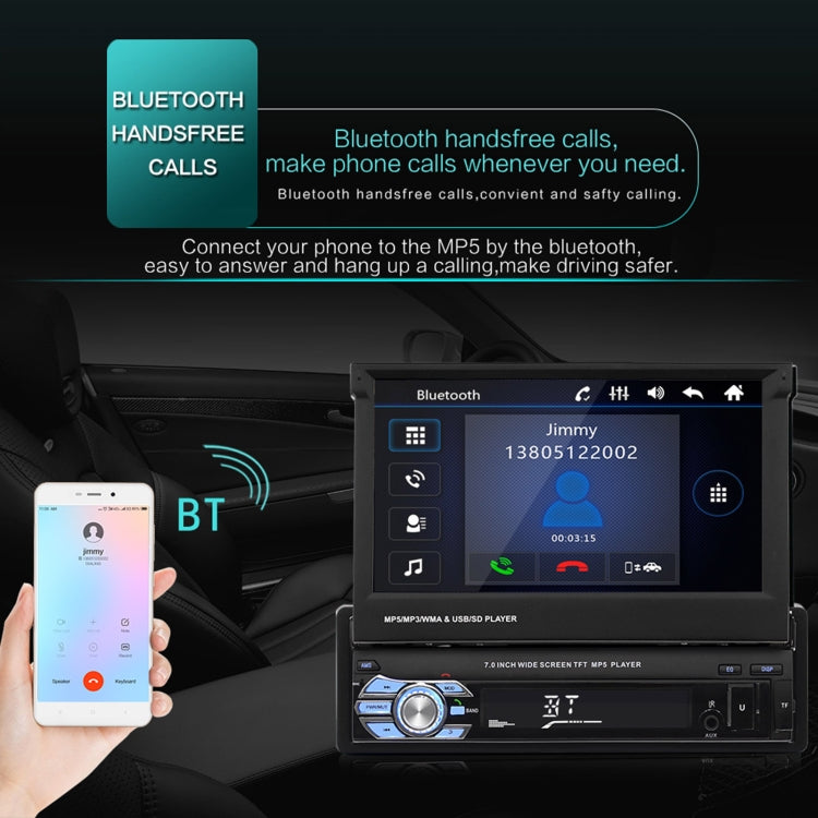 9601 7 inch Car Retractable MP5 Player Supports Bluetooth Hand-free Calling Reverse, 9601