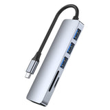 6-in-1 USB-C / Type-C to USB Docking Station HUB Adapter, 6 in 1