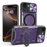 CD Texture Sliding Camshield Magnetic Holder Phone Case, For iPhone 18 Pro, For iPhone 18 Pro Max, For iPhone 17e / 16e, For iPhone 17 Pro Max, For iPhone 17 Pro, For iPhone 17, For iPhone Air, For iPhone 16 Pro Max