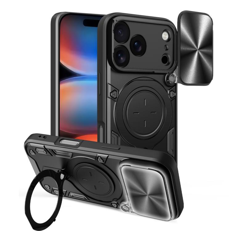 CD Texture Sliding Camshield Magnetic Holder Phone Case, For iPhone 18 Pro, For iPhone 18 Pro Max, For iPhone 17e / 16e, For iPhone 17 Pro Max, For iPhone 17 Pro, For iPhone 17, For iPhone Air, For iPhone 16 Pro Max