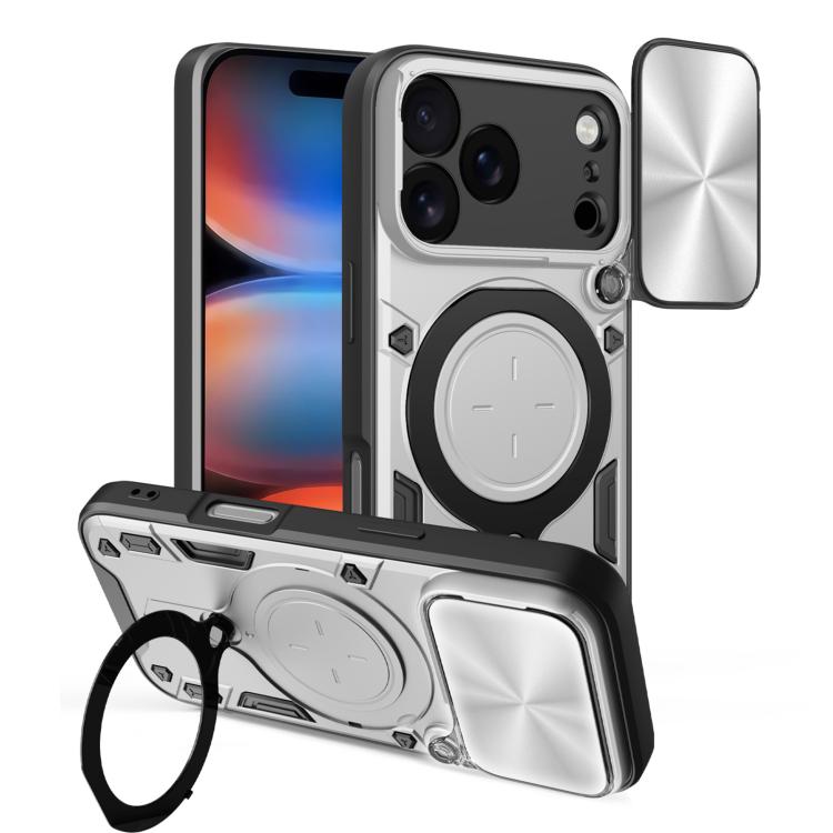 CD Texture Sliding Camshield Magnetic Holder Phone Case, For iPhone 18 Pro, For iPhone 18 Pro Max, For iPhone 17e / 16e, For iPhone 17 Pro Max, For iPhone 17 Pro, For iPhone 17, For iPhone Air, For iPhone 16 Pro Max