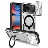 CD Texture Sliding Camshield Magnetic Holder Phone Case, For iPhone 18 Pro, For iPhone 18 Pro Max, For iPhone 17e / 16e, For iPhone 17 Pro Max, For iPhone 17 Pro, For iPhone 17, For iPhone Air, For iPhone 16 Pro Max