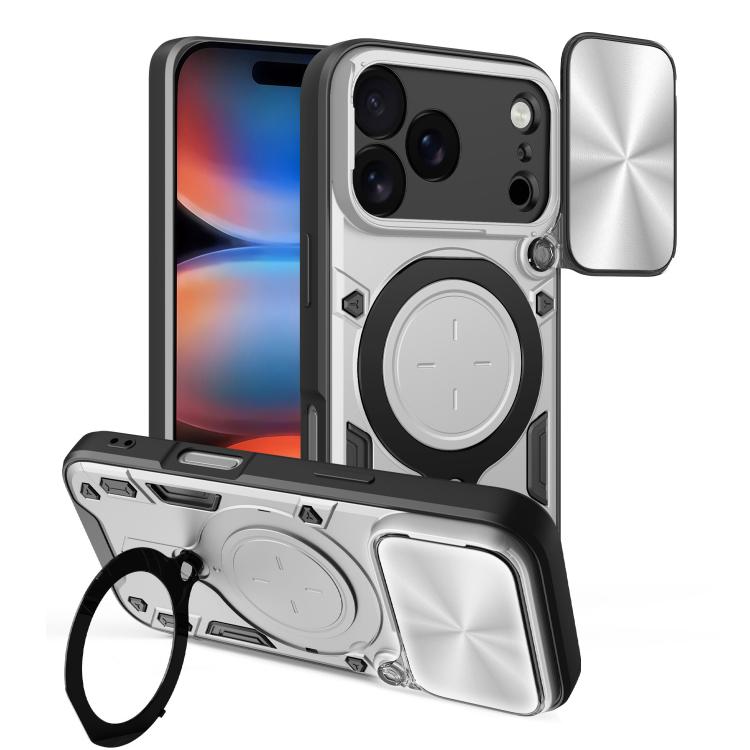 CD Texture Sliding Camshield Magnetic Holder Phone Case, For iPhone 18 Pro, For iPhone 18 Pro Max, For iPhone 17e / 16e, For iPhone 17 Pro Max, For iPhone 17 Pro, For iPhone 17, For iPhone Air, For iPhone 16 Pro Max