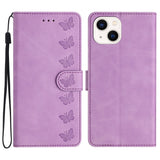 Seven Butterflies Embossed Leather Phone Case, For iPhone 14 Pro Max, For iPhone 13 Pro Max, For iPhone 13 Pro, For iPhone 13, For iPhone 13 mini, For iPhone 12, For iPhone 12 Pro Max, For iPhone 12 Pro