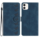Seven Butterflies Embossed Leather Phone Case, For iPhone 14 Pro Max, For iPhone 13 Pro Max, For iPhone 13 Pro, For iPhone 13, For iPhone 13 mini, For iPhone 12, For iPhone 12 Pro Max, For iPhone 12 Pro