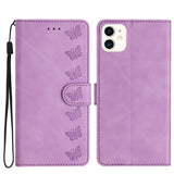 Seven Butterflies Embossed Leather Phone Case, For iPhone 12 mini, For iPhone 11 Pro Max, For iPhone 11, For iPhone 11 Pro