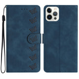Seven Butterflies Embossed Leather Phone Case, For iPhone 14 Pro Max, For iPhone 13 Pro Max, For iPhone 13 Pro, For iPhone 13, For iPhone 13 mini, For iPhone 12, For iPhone 12 Pro Max, For iPhone 12 Pro