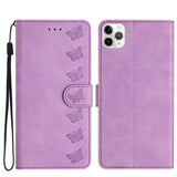 Seven Butterflies Embossed Leather Phone Case, For iPhone 12 mini, For iPhone 11 Pro Max, For iPhone 11, For iPhone 11 Pro