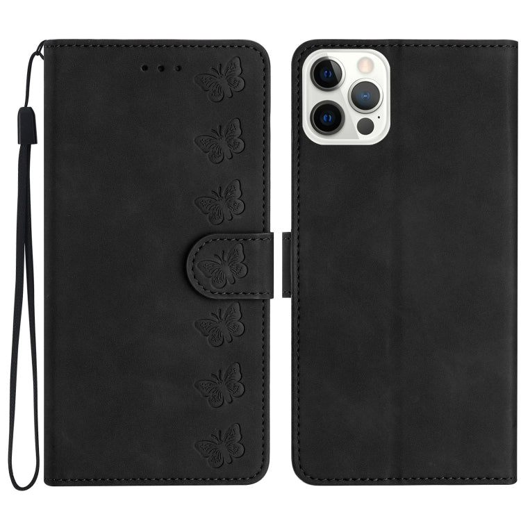 Seven Butterflies Embossed Leather Phone Case, For iPhone 16, For iPhone 15 Pro Max, For iPhone 15 Pro, For iPhone 15 Plus, For iPhone 15, For iPhone 14 Plus, For iPhone 14, For iPhone 14 Pro