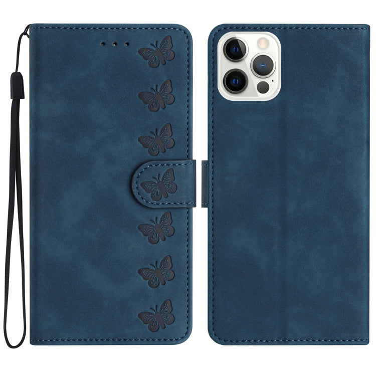 Seven Butterflies Embossed Leather Phone Case, For iPhone 16e / 17e, For iPhone 17 Pro Max, For iPhone 17 Pro, For iPhone 17, For iPhone Air, For iPhone 16 Pro Max, For iPhone 16 Pro, For iPhone 16 Plus