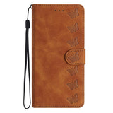 Seven Butterflies Embossed Leather Phone Case, For iPhone 16e / 17e, For iPhone 17 Pro Max, For iPhone 17 Pro, For iPhone 17, For iPhone Air, For iPhone 16 Pro Max, For iPhone 16 Pro, For iPhone 16 Plus
