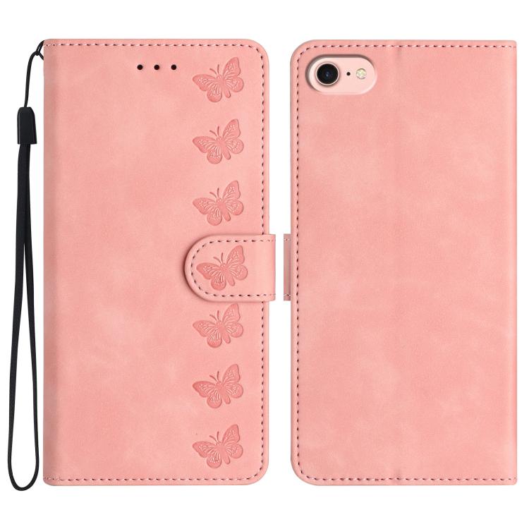 Seven Butterflies Embossed Leather Phone Case, For iPhone 16e / 17e, For iPhone 17 Pro Max, For iPhone 17 Pro, For iPhone 17, For iPhone Air, For iPhone 16 Pro Max, For iPhone 16 Pro, For iPhone 16 Plus