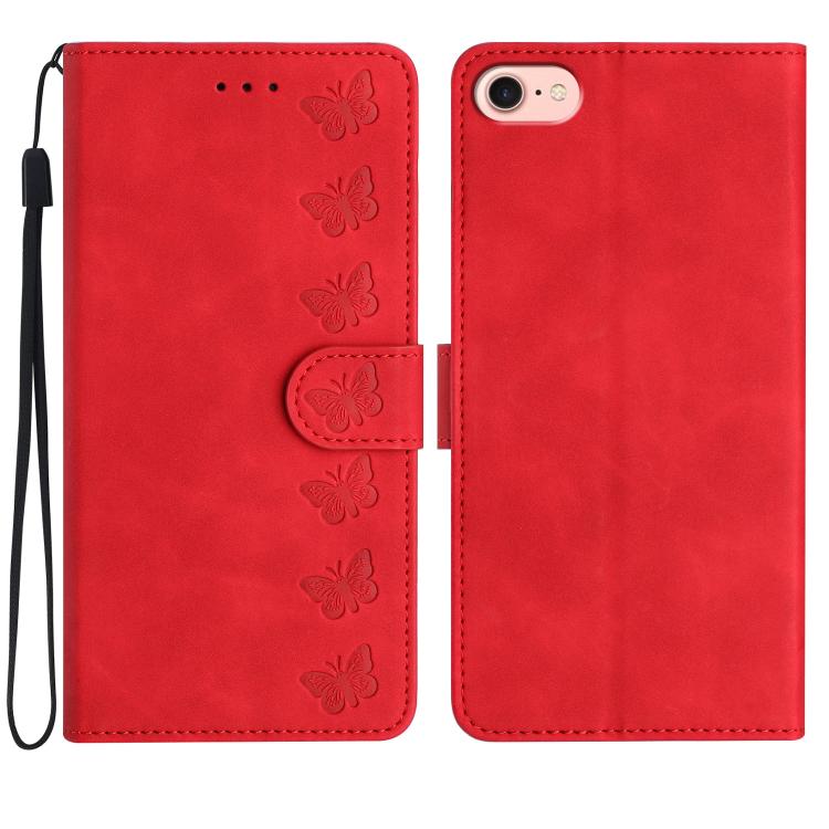 Seven Butterflies Embossed Leather Phone Case, For iPhone 16e / 17e, For iPhone 17 Pro Max, For iPhone 17 Pro, For iPhone 17, For iPhone Air, For iPhone 16 Pro Max, For iPhone 16 Pro, For iPhone 16 Plus